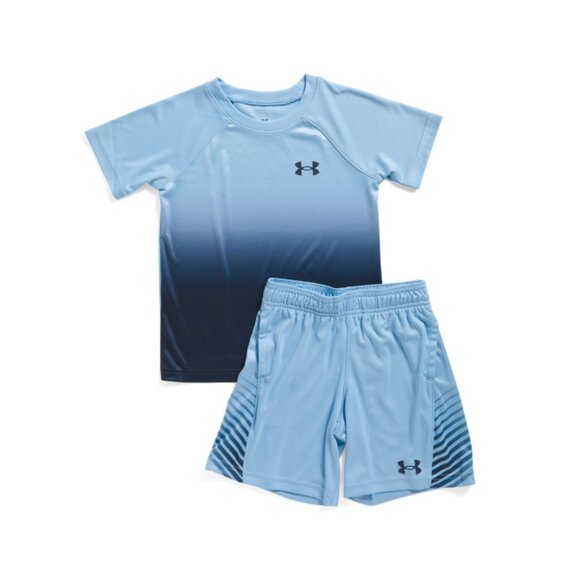 UNDER ARMOUR Blue Little Boys 2pc Fade Out Shirt And Short Set - Picture 1 of 2